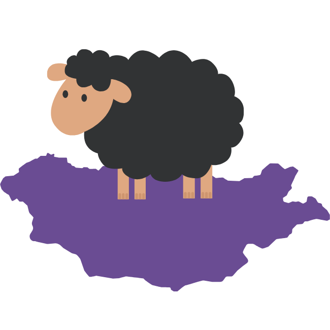 Illustration von einem Opfertier vor einer Karte der Mongolei.